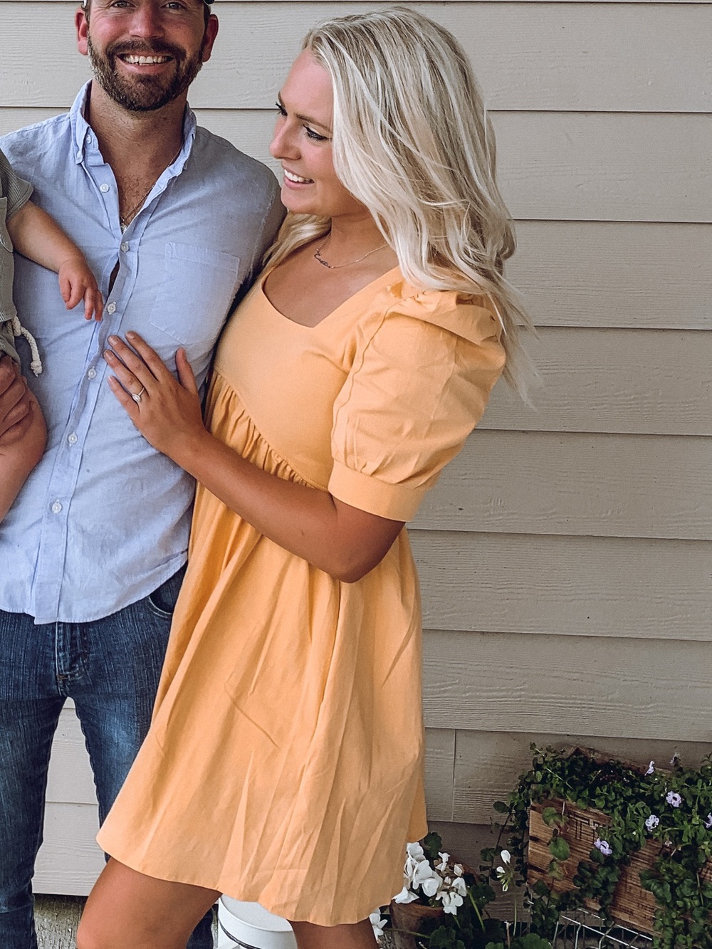 Orange Vici Puff Sleeve Mini Dress